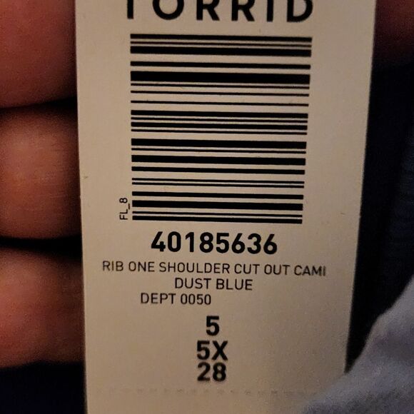 5X 28W Torrid Blue Ribbed One Shoulder Cut Out Cami Tank Stretch Soft Baby Layer - Picture 8 of 8